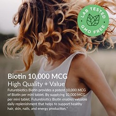 Futurebiotics Biotin 10000mcg Hair Skin Nails 180 Tablets Vegan Gluten-Free