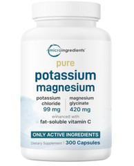 Potassium Magnesium 300 Capsules – Electrolyte Complex with Vitamin C &Glycinate