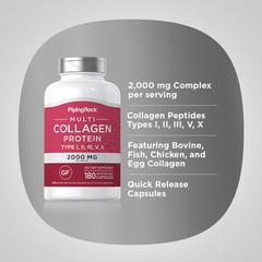 Multi Collagen Capsules | 180 Count | Complex Supplement | by Piping Rock