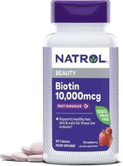 Natrol Biotin 10000mcg, 4X Faster Dissolve Supplement for Healthy Hair, Skin and