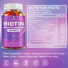 Biotin Gummy with Collagen Vitamins for Hair,Skin and Nails Extra Strength Gummy