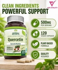 QUERCETIN 500MG 120 CAPS ANTIOXIDANT IMMUNE SUPPORT VEGGIE HERBAL SECRETS