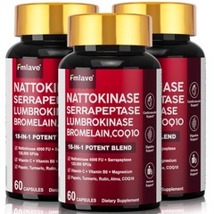 3 Pack Nattokinase Supplement 4000 FU 180 Capsules Non-Gmo, Gluten Free Exp 2028