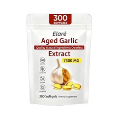 300 Softgels, 1X Elare Aged Garlic Extract, 7500mg Odorless | Heart & Immune
