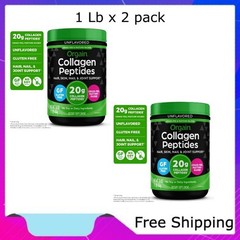 Orgain Hydrolyzed Grass Fed 20g Collagen Peptides Powder, Unflavored, 1lbx2