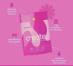 Create Creatine Monohydrate Gummies, 1.5g per Gummy Watermelon, 90ct, Non-GMO