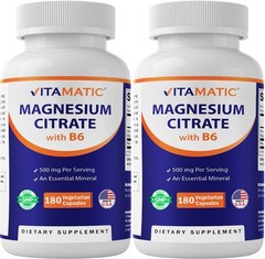 2 Pack Vitamatic Magnesium Citrate 500mg per Serving – 180 Vegetarian Capsules