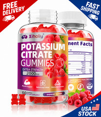 Potassium Citrate Gummies 2000mg, High Potency Electrolyte Gummies, Potassium Su