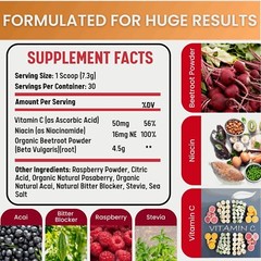 Organic Beet Root Powder Superfood, Nitric Oxide Booster, Supports Heart Health