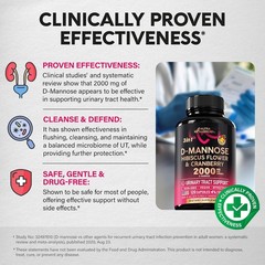 D-Mannose 2000Mg with Cranberry & Hibiscus – Clinically Tested Strength for Urin
