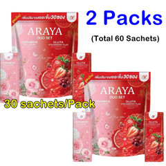 2X ARAYA Duo Set – Strawberry Ceramide & Collagen Powder Drink – 60 Sachets