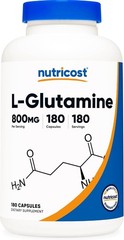 L-Glutamine 800mg Nutricost 180 Capsules Non-GMO