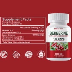 5000mg Berberine HCl – High Potency Berberine Supplement – Blood Sugar Support