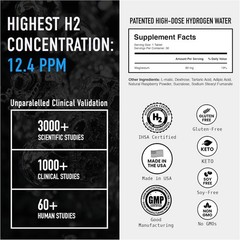 DRINK HRW Rejuvenation Molecular Hydrogen Water Tablets: 12 ppm H2, Patented, US