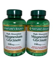 Nature’s Bounty Magnesium Glycinate 240 mg, 180 Capsules (2 Pack), Exp:02/28
