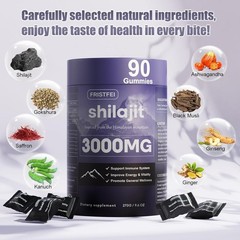 Pure 100% Natural Shilajit Gummies – 90 Count for Enhanced Energy & Wellness