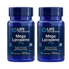 2 PACK Life Extension Mega Lycopene 15mg for Prostate Vascular Health 90Softgels