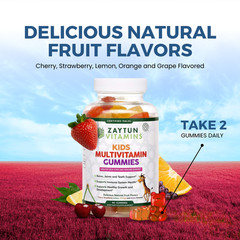Zaytun Vitamins Halal Kids Multivitamin Gummies, Natural, 90 Gummies Made in USA