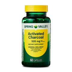 Spring Valley Activated Charcoal Capsules 520mg 60 Ct Dietary Supplement