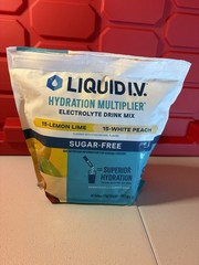 Liquid IV Hydration Multiplier, Sugar-Free Lemon Lime/White Peach 28CT EXP 10/27