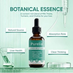 2 Pack Purelia 60ml Liver Support Drops Milk Thistle Herbal Tincture Supplement