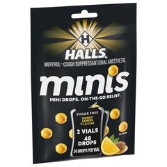 Halls Minis Honey Lemon Flavor Sugar Free Cough Drops, 48 Drops