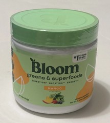 Greens & Superfood By Bloom 5.97oz MANGO 🥭 30 servings Exp 6/2027