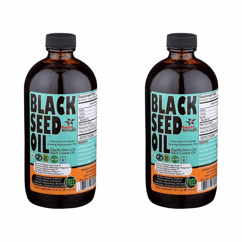 2 X Organic Black seed oil 16 oz (100% Pure Cold-Pressed )GLASS BOTTLE exp 2025