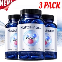 Nattokinase Supplement 10800 FU Per Serving 60 Gmo Exp 2026 Non Capsules 3 Pack