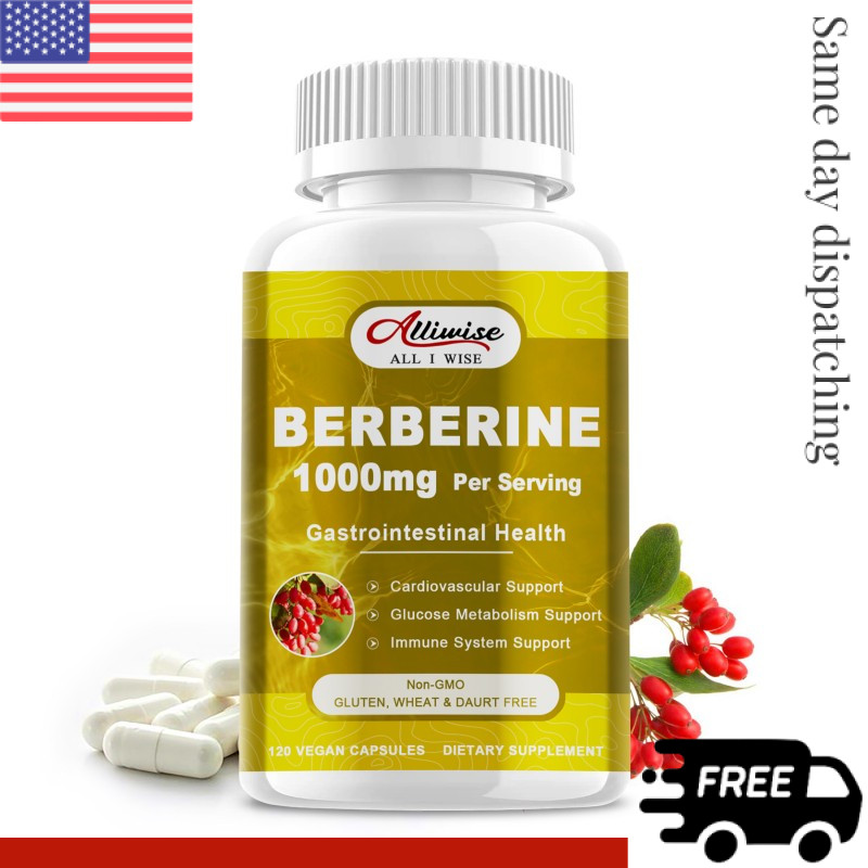 120Pcs Berberine HCl 1000mg Supplement For Blood Sugar Control Health Support