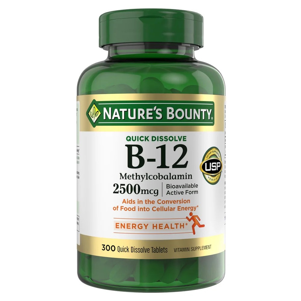 Nature’s Bounty Vitamin B-12 2500 mcg Methylcobalamin 300 Quick Dissolve Tablets