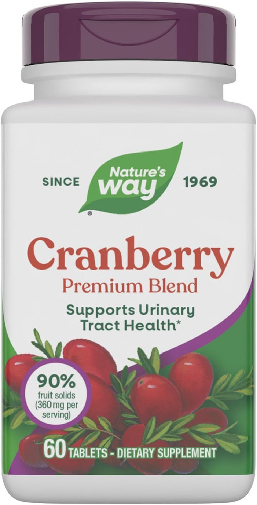 Nature’s Way Cranberry Premium Blend, Urinary Supplement w/ Vitamin C 60 Tablets