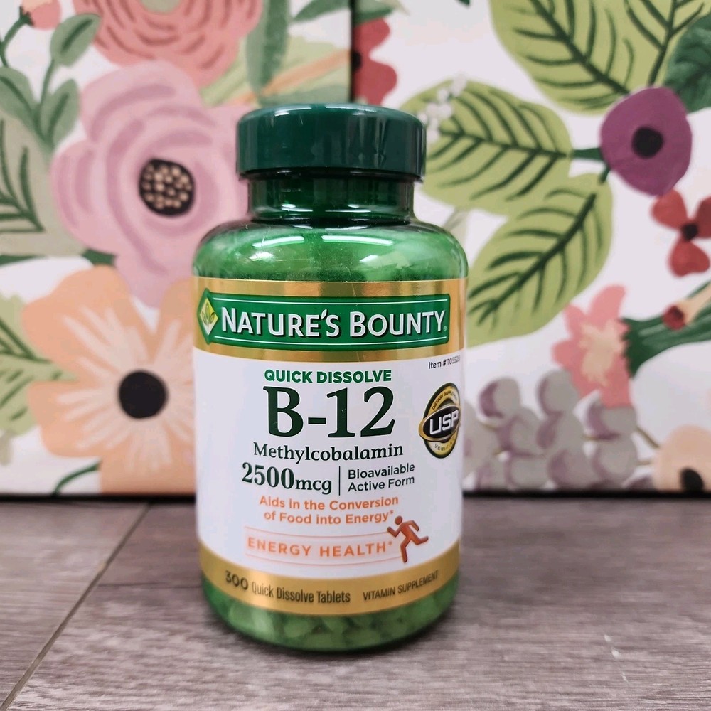 Nature’s Bounty Quick Dissolve B-12 Methylcobalamin 2500mcg 300 Tablets – New