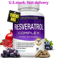 Resveratrol Complex 1800mg, Natural Antioxidant 90 Non-GMO Capsules