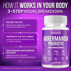 Akkermansia Probiotic with Prebiotic Inulin Gut Health Digestive Support 60 Ct