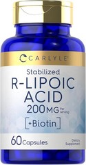 R-Lipoic Acid 200Mg 60 Capsules Stabilized R-Lipoic Acid with Biotin Non-Gmo, Gl