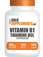 BulkSupplements Thiamine HCl (Vitamin B1) 500 Capsules – 100mg Per Serving
