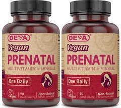 DEVA Vegan Vitamins Prenatal Multivitamin & Mineral – 90 Count (Pack of 2)