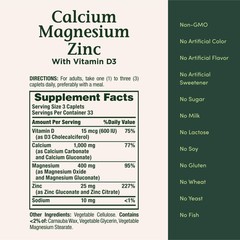 Nature’s Bounty Calcium Magnesium & Zinc Caplets, 100 Count (Pack of 1)