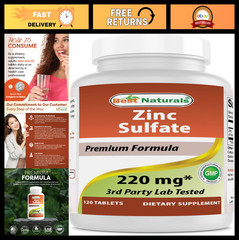 Zinc Sulfate 220mg – 120 Tablets, Lab Tested, Gluten Free, Non-GMO, USA Made