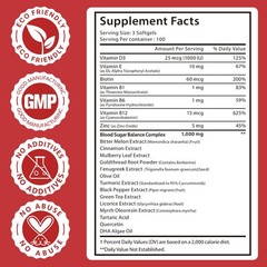 300 Softgels Blood Sugar Complex Supplement | 20+ 300 Count (Pack of 1)