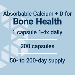 Super-Absorbable Calcium Citrate with Vitamin D, 200 Capsules for Bone Health, G