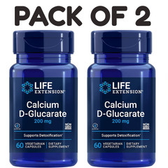Life Extension Calcium D-Glucarate – 200 mg – 60 Vegetarian Capsules – Pack of 2