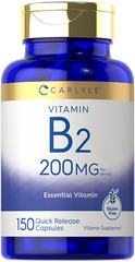 Vitamin B2 Capsules Riboflavin | 200mg | 150 Count | Vegetarian | by Carlyle