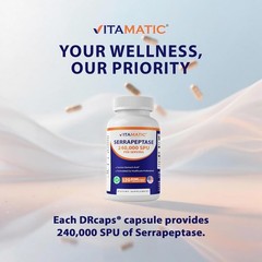 Vitamatic Serrapeptase 240000 SPU 120 Capsules Delayed Release 2 Pack