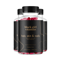 3-Pack Black Girl Vitamins Hair, Skin & Nails Support Gummies – 180 Gummies