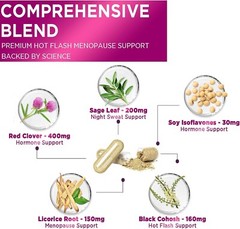 Menopause Support Supplement Highest Potency 1256mg Hot Flash Relief for Women