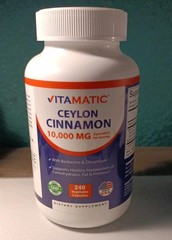Vitamatic Ceylon Cinnamon 10000 mg – 240 Vegetable Capsules Exp: 12/26