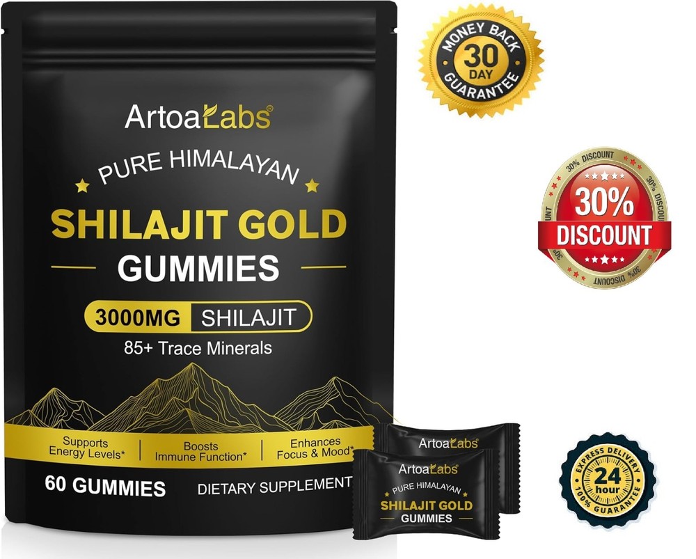 Pure Himalayan Shilajit Gummies Gold No Added Sugar I AshPure Himalayan Shilajit
