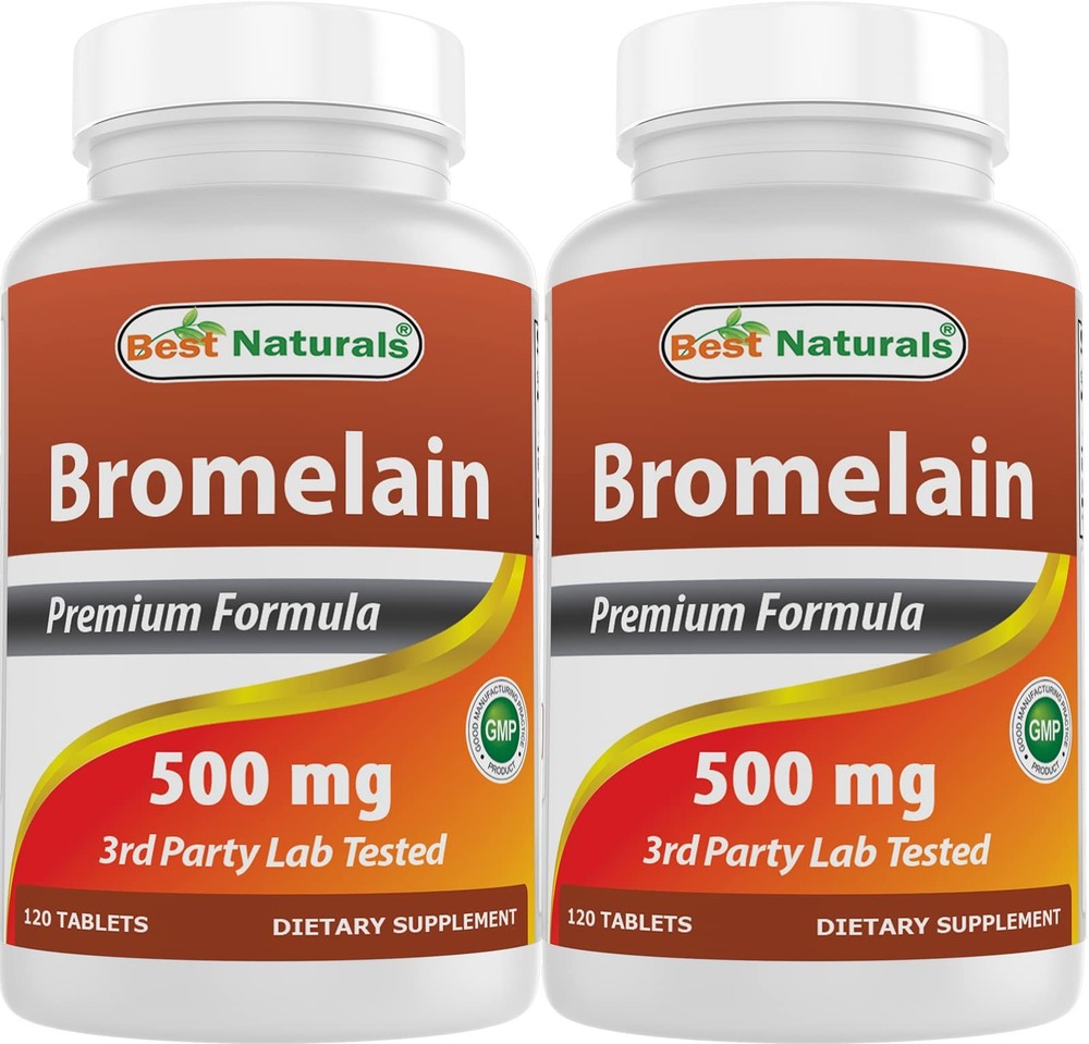 Best Naturals Bromelain 500mg 120 Tablets (120 Count 120 (Pack of 2)